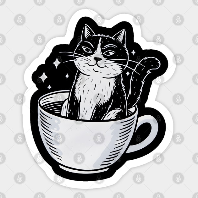 Cat in a Cup Sticker by MakerMind8.2